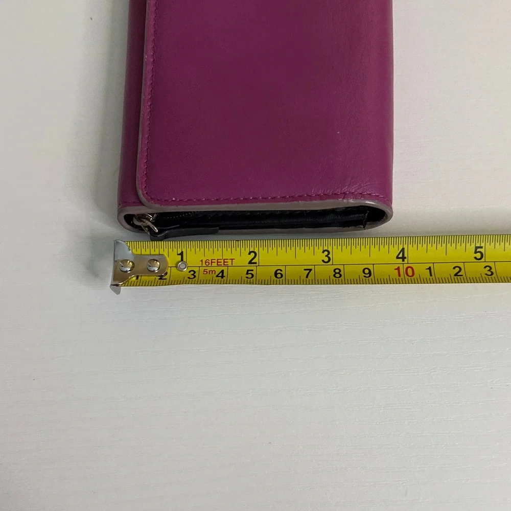 Lodis Magenta Genuine Leather Bifold snap closing Clutch Wallet